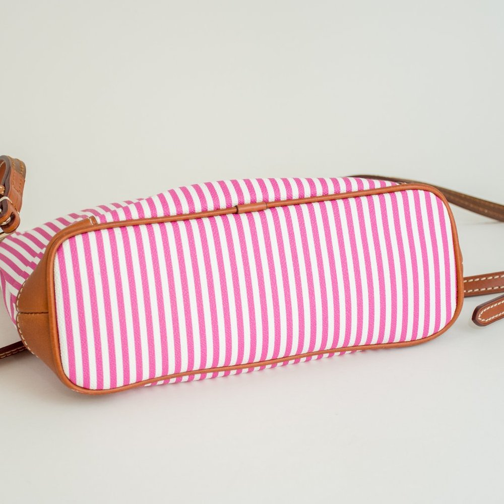 Dooney & Bourke Pink and White Vertical Stripe Crossbody Bag - Picture 4 of 13